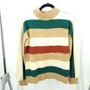 VTG Dalton Camel Hair/Geelong Lambswool Mock Neck Stripe Sweater 36 (S/M)